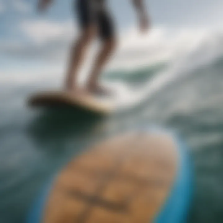 Close-up of the textured surface of a wakesurf board