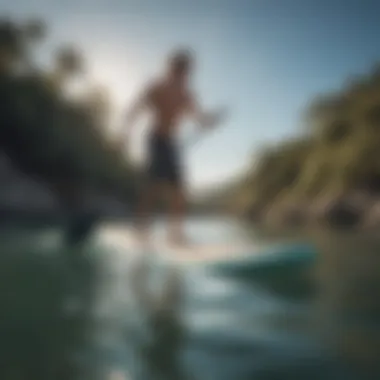 Paddle boarder practicing basic techniques