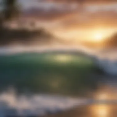 A picturesque sunset view over a surf spot