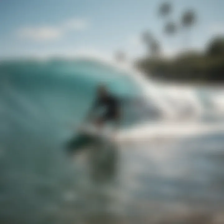 Beginners enjoying a surfing lesson in gentle waves