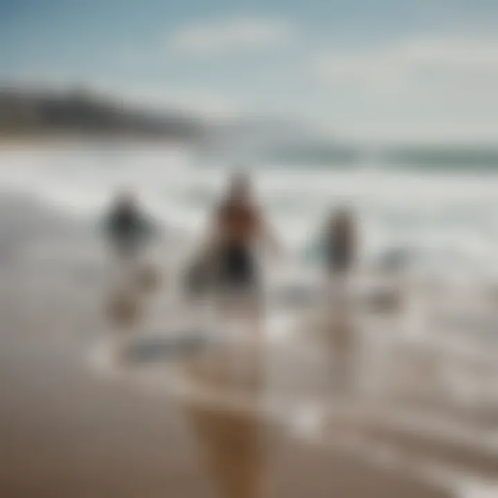 Group surf lesson on the beach