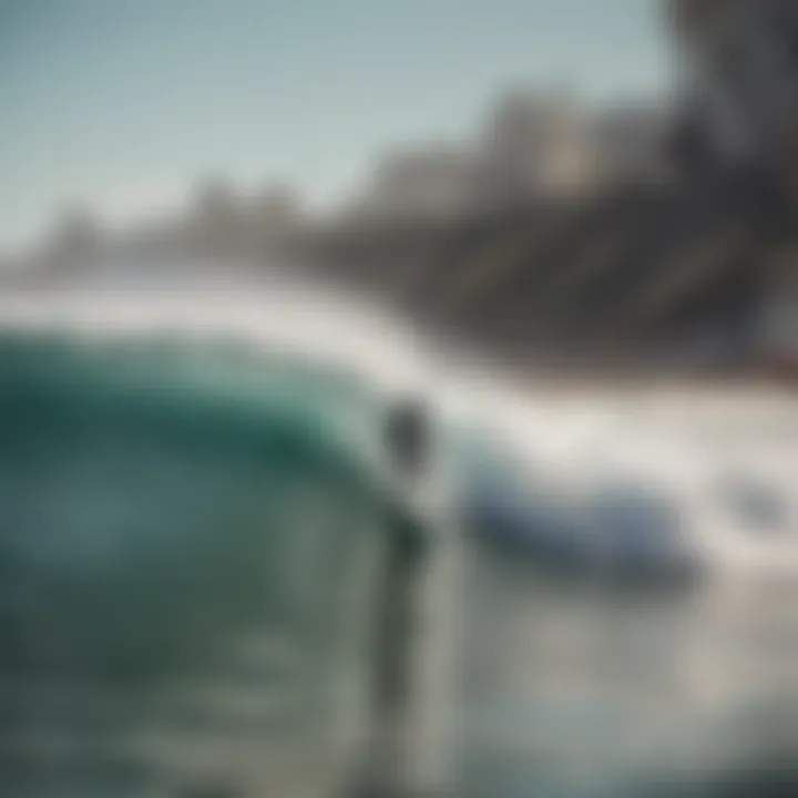 Surfer catching a wave in Santa Monica