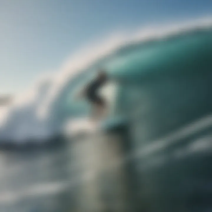 An aerial view of surfers riding waves at a popular East Coast surf break.