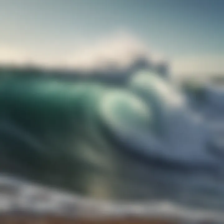 Close-up of ocean waves crashing against the shore, highlighting the beauty of nature.