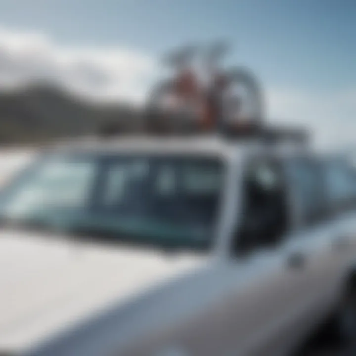 A detailed view of roof rack installation on vehicle