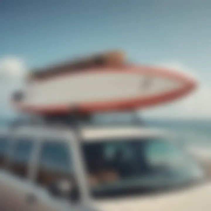 An organized roof rack with surfboards secured