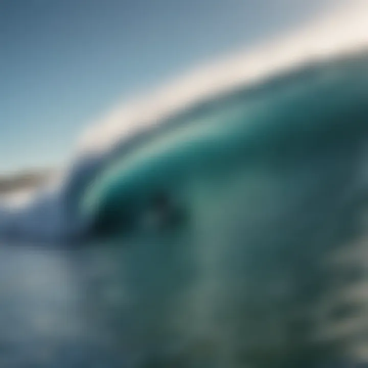 A breathtaking view of Chicama's wave with surfers riding