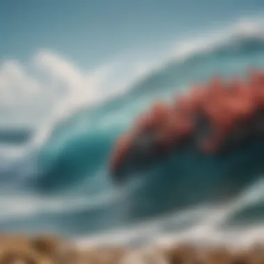 Nature's Barrier: Coral Reefs and Waves Coral reef system with waves breaking above