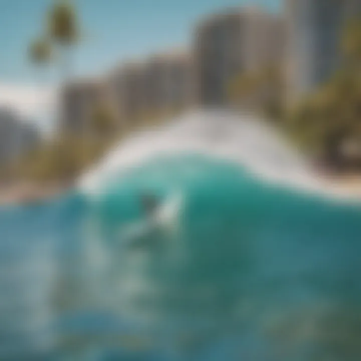 Local surfers enjoying a sunny day at Waikiki Beach