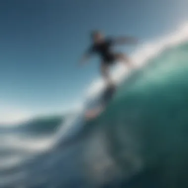 Rider enjoying the thrill of an electronic waveboard in dynamic ocean waves.