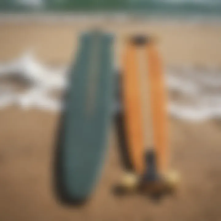 Different longboard materials laid out to compare advantages