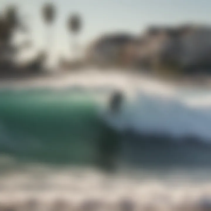 A beachside community with surfers getting ready to hit the waves