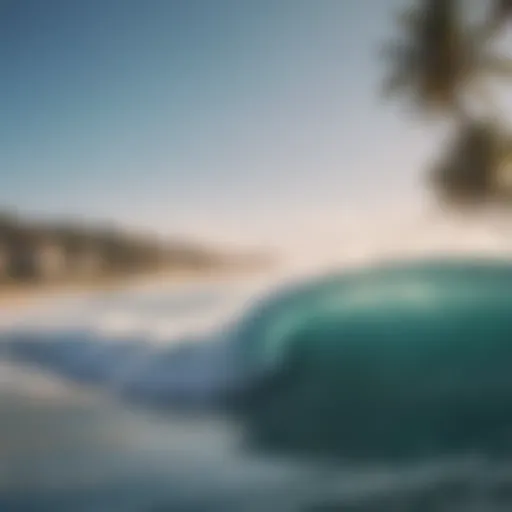 A stunning panoramic view of a beach with perfect waves for surfing