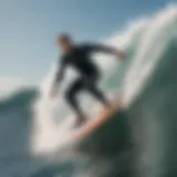 Dynamic action shot of a surfer riding the Big Baron surfboard on a wave