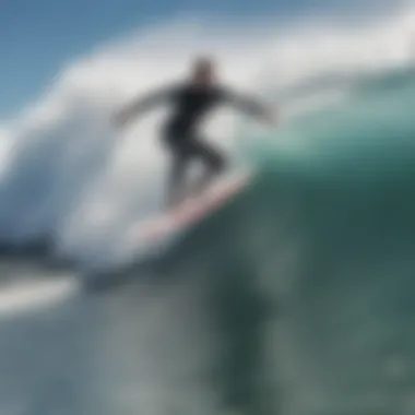 Performance of the Big Baron Surfboard in Action Surfer riding a wave on a Big Baron surfboard demonstrating performance