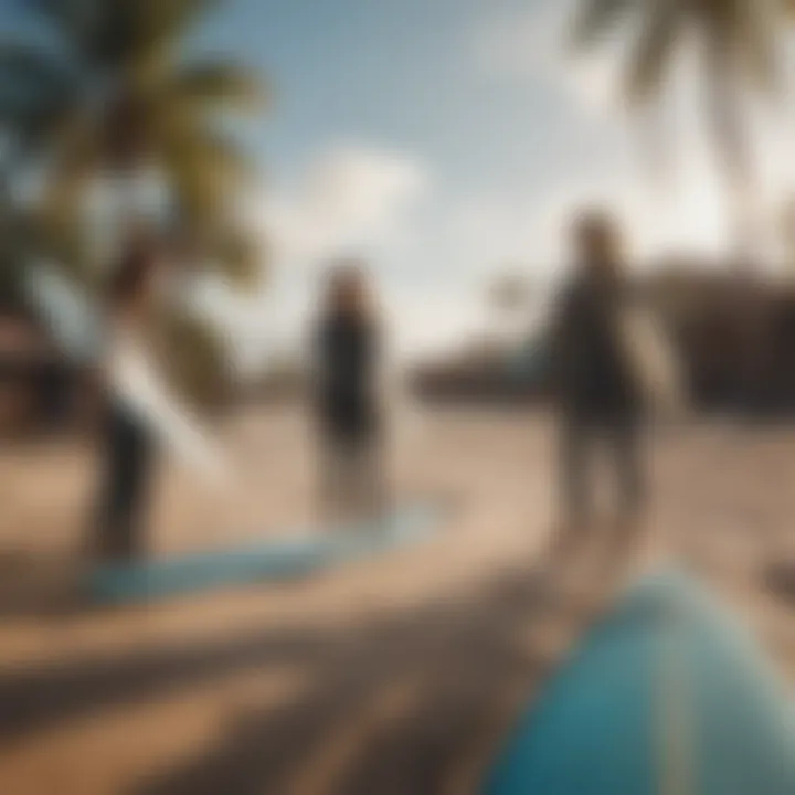 Eco-friendly surf gear displayed at a Cocoa Beach surf school