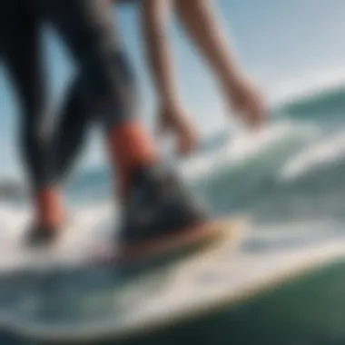 Functionality of Dakine Contour Footstraps in Action An individual using Dakine Contour footstraps while surfing, demonstrating functionality in action.