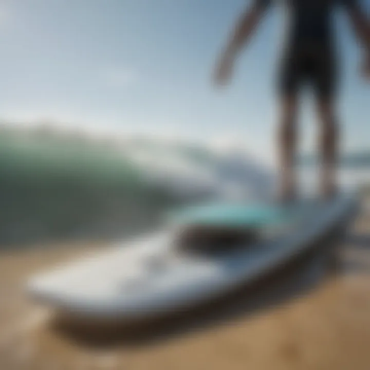 Close-up of an electric surfboard showcasing its advanced technology