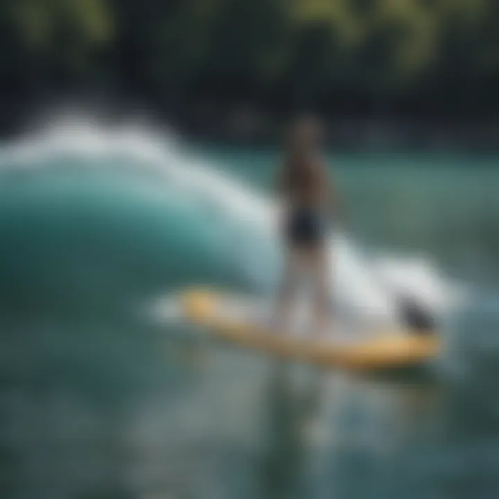 Folding paddle board on a serene water surface