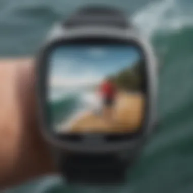 Garmin smartwatch showcasing navigational features for surfers