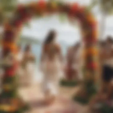 Cultural Ceremony with Flower Garlands Traditional Hawaiian ceremony featuring flower garlands
