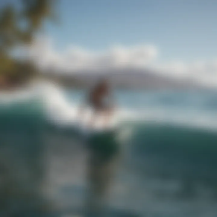 Surfers enjoying the waves at a popular Lahaina beach