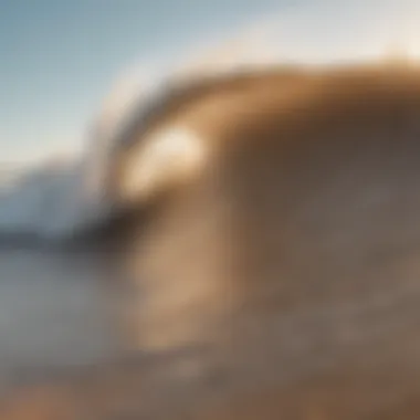 Close-up of sand and waves creating a peaceful scene