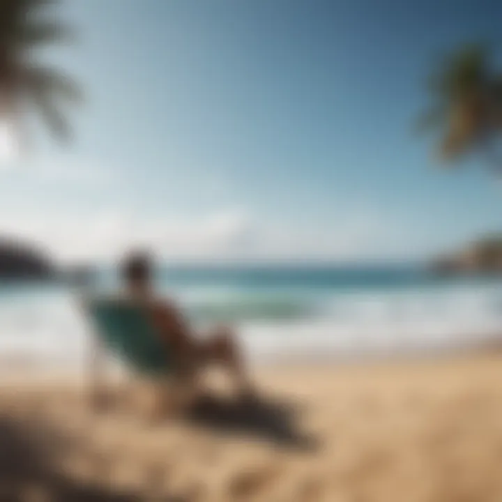 Person relaxing by the seaside, enjoying the calming atmosphere