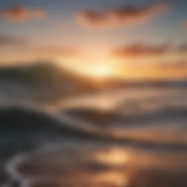 Sunset view over the ocean with soothing wave sounds