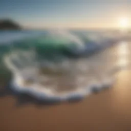 Tranquil beach with gentle waves lapping on the shore