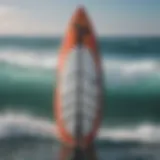 A detailed view of a SUP windsurf board showcasing its unique design elements.