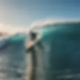 Surfer riding a wave at Kaimu Beach