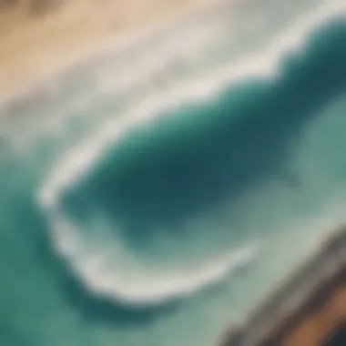 Aerial view of a surf wave pool showcasing perfect waves.