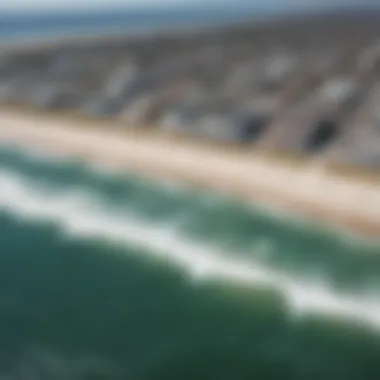 An aerial view of Surfside Pier and its attractions, presenting a lively atmosphere for visitors.