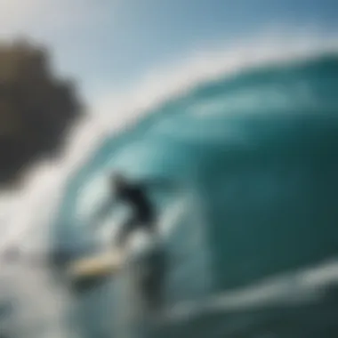 Catch Surfing in Action Dynamic catch surfer riding a wave