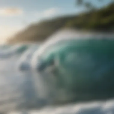 A breathtaking view of surfers riding waves at a famous Maui surf spot