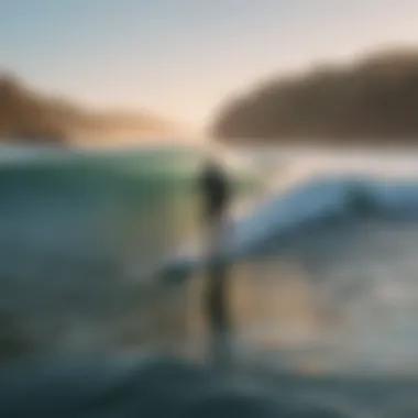 Morning Serenity: A Solo Surf Experience A tranquil morning surf session with a lone surfer on calm waters
