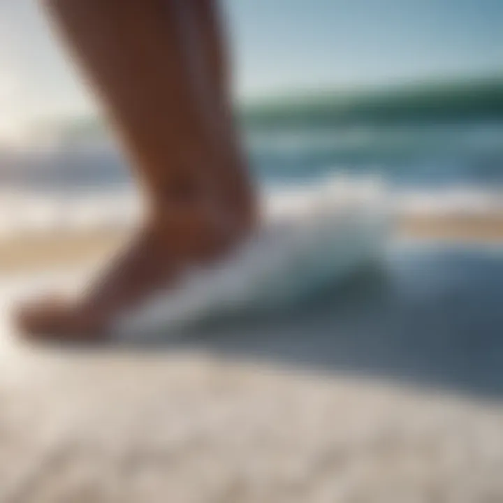 A close-up of salt crystals formed on a surfboard, symbolizing the connection between surfers and the ocean