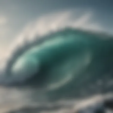 The Strength of Nature: The Ocean's Might A powerful wave crashing against a rocky shore, symbolizing the ocean's strength