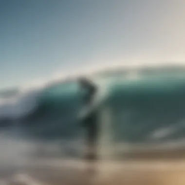 Embracing the Waves: Surf Culture in Action A tranquil beach scene with surfers riding the waves, capturing the spirit of surf culture