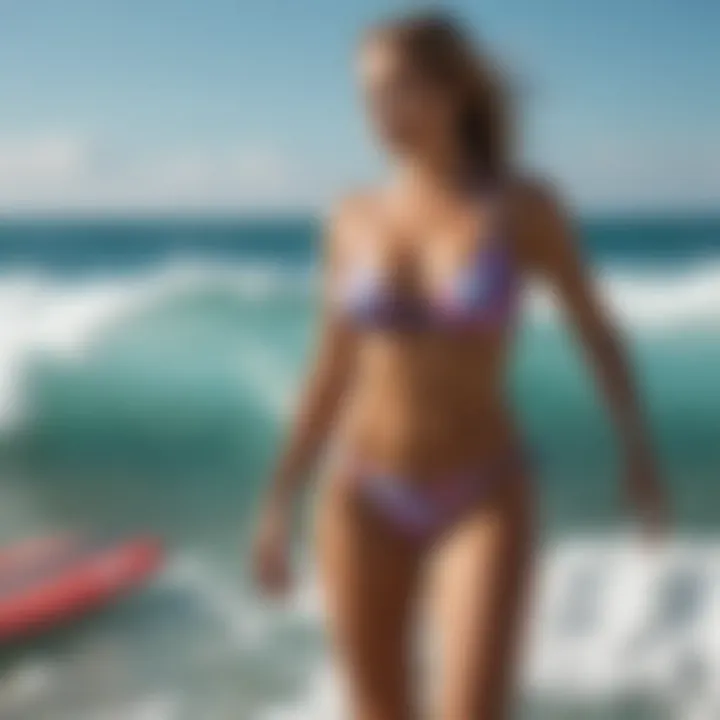 A visually appealing comparison of different bikini styles suitable for surfing.