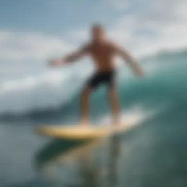 Balanced workout routine on a surfboard