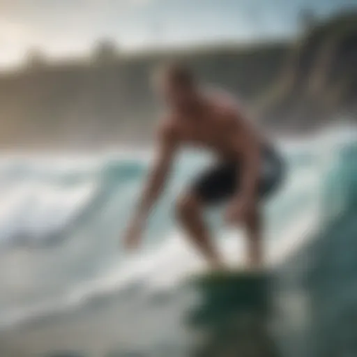 Surfer engaging in strength-building exercises