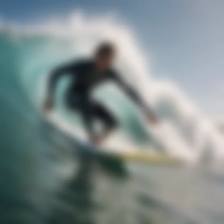 A surf athlete performing a challenging maneuver on a wave