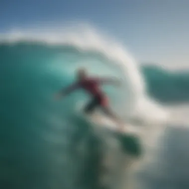 A group of surf athletes engaging in a community event promoting surfing culture