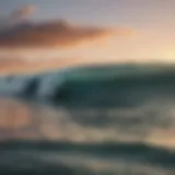 A stunning view of a surf competition at sunset