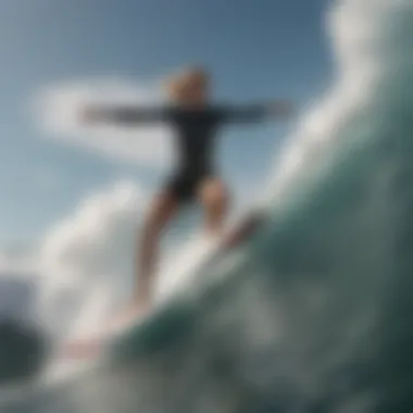 A historic photograph showcasing a trailblazing female surfer riding a wave.