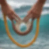 A close-up view of a traditional Hawaiian surfer necklace made from natural materials.