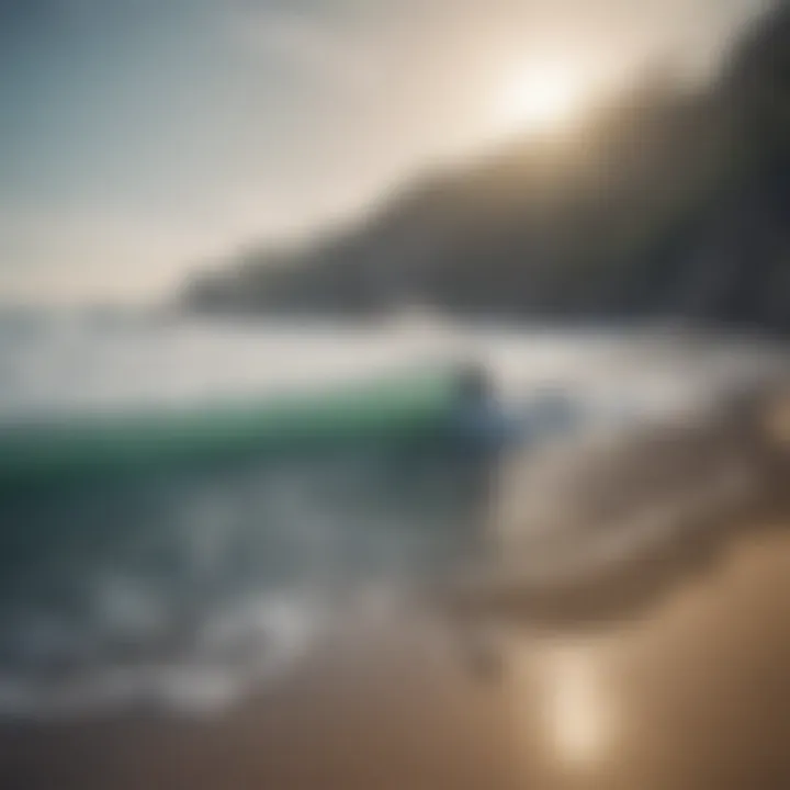 Rocky cliffs and surfers navigating the waves at Bingin Beach