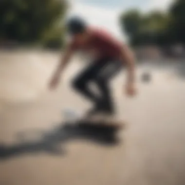 A rider performing tricks on a specialized longboard at a skate park